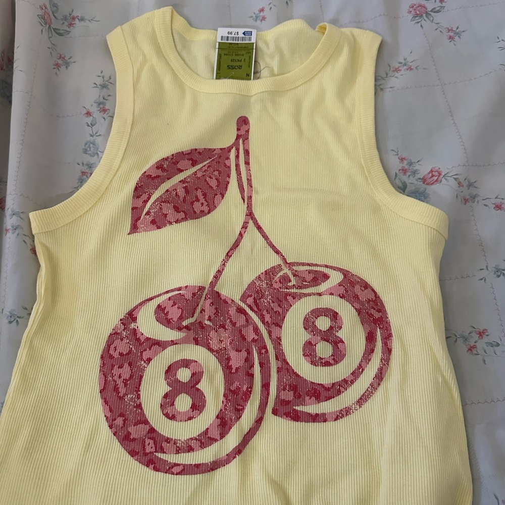 Yellow Cherry Print Kids Tank Top